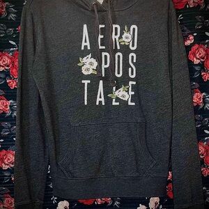 Aeropostale Charcoal Hoodie with Floral Accents